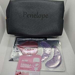 Complete Spa Bundle W/ Personalized Black Waterproof Faux Leather Cosmetic Bag